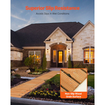 PW-S08 - 96x17" Cedar Garden Walkway, Non-Slip, Easy to Assemble