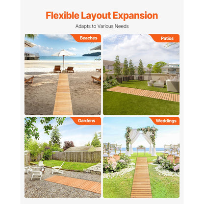 PW-S08 - 96x17" Cedar Garden Walkway, Non-Slip, Easy to Assemble