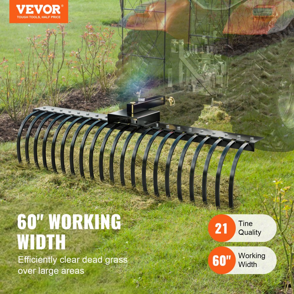 ATVLR60 - 60-Inch Tow Behind Rake for Efficient Yard Cleanup