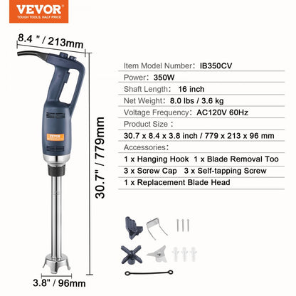 IB350CV - 350W Heavy-Duty Immersion Blender with Variable Speed Control