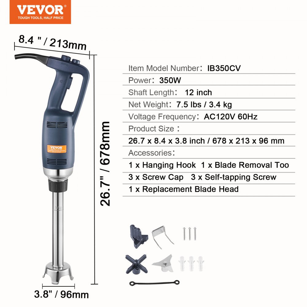 IB350CV - 350W Heavy-Duty Immersion Blender for Soups and Sauces