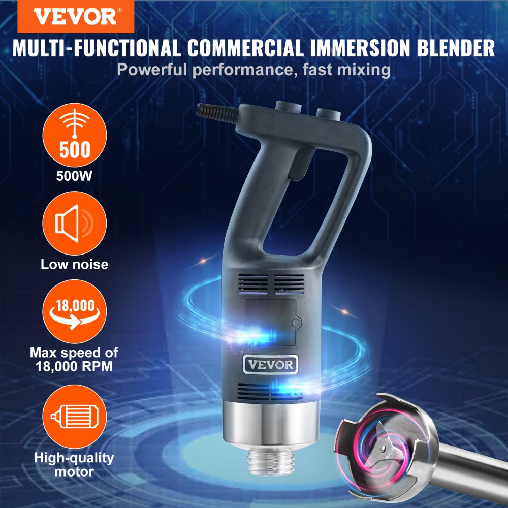 HB6089B-UL - Heavy-Duty 500W Immersion Blender with Variable Speed Control