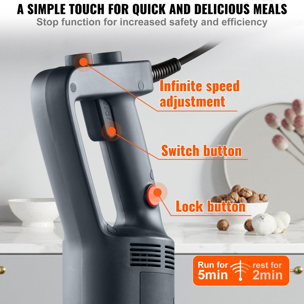 HB6089A - 750W VEVOR Heavy-Duty Immersion Blender for Large Batches