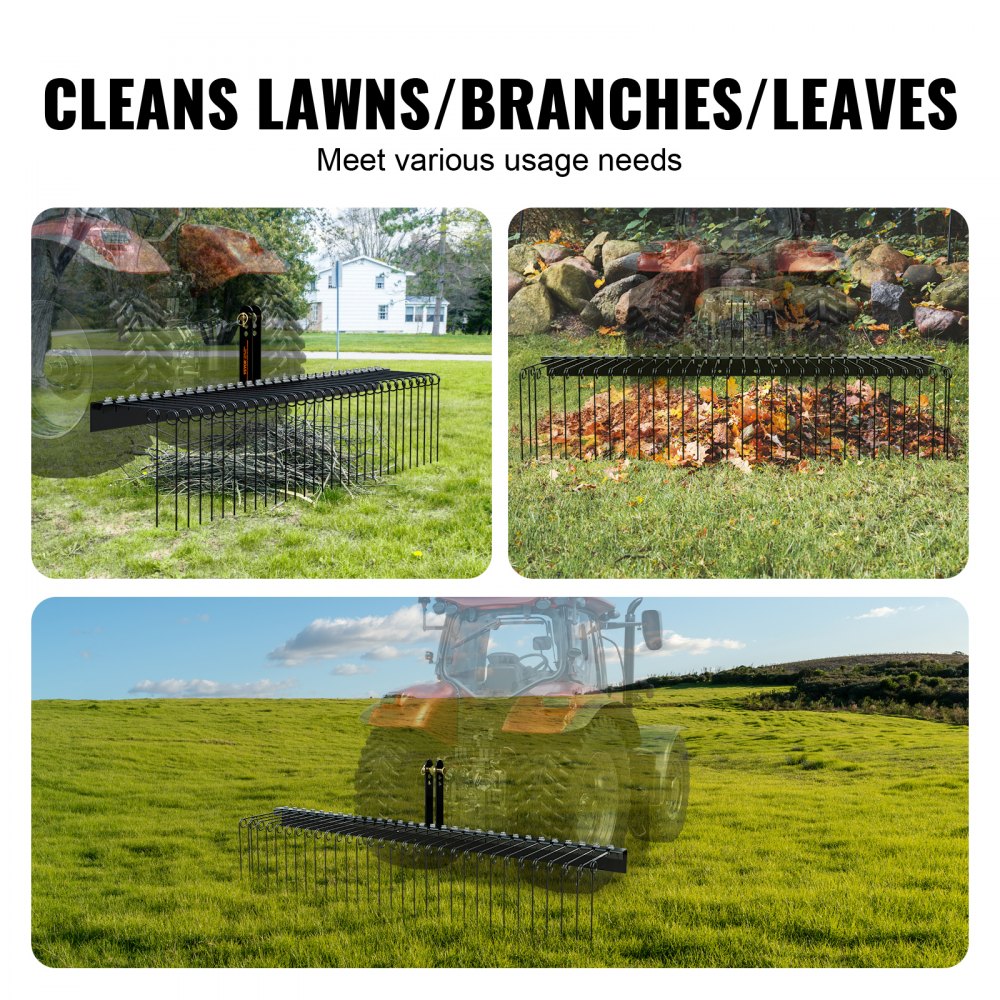 PRAKE72 - 72-Inch Steel Landscape Rake for Easy Debris Cleanup