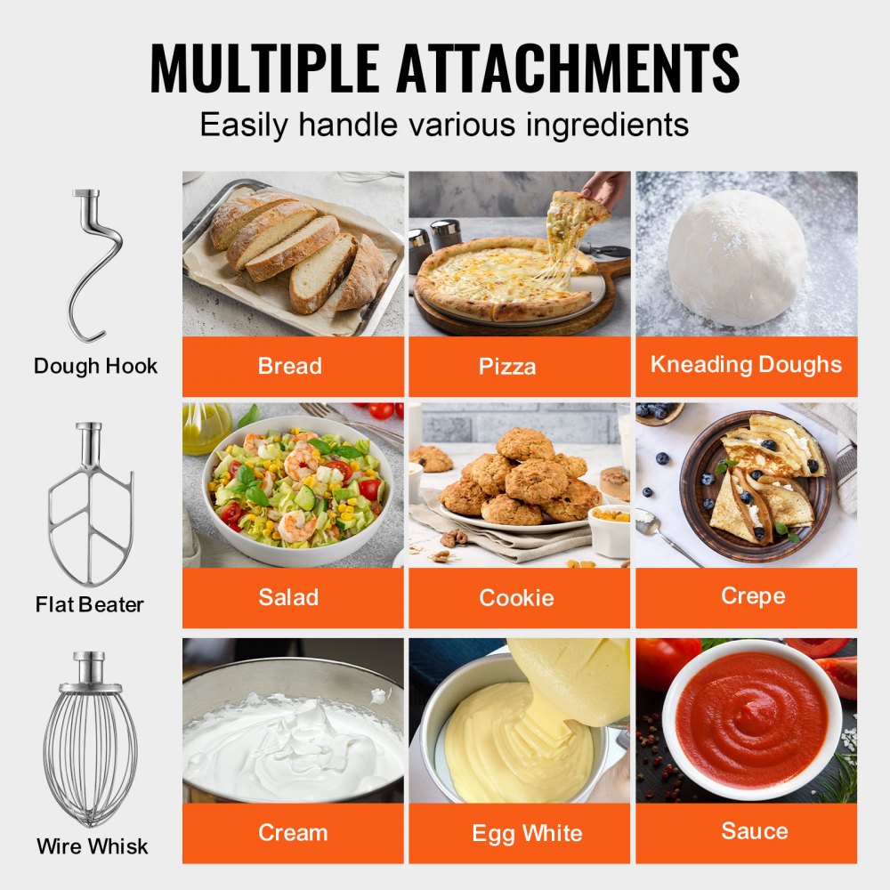 B10B - 10L VEVOR 550W Commercial Mixer for Heavy-Duty Baking