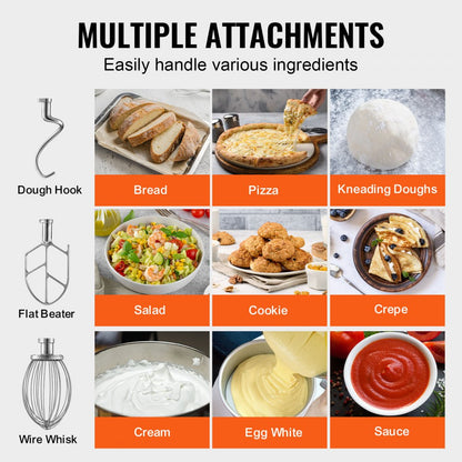 B30B - 28.5L 1100W VEVOR 3-Speed Dough Mixer for Commercial Kitchens