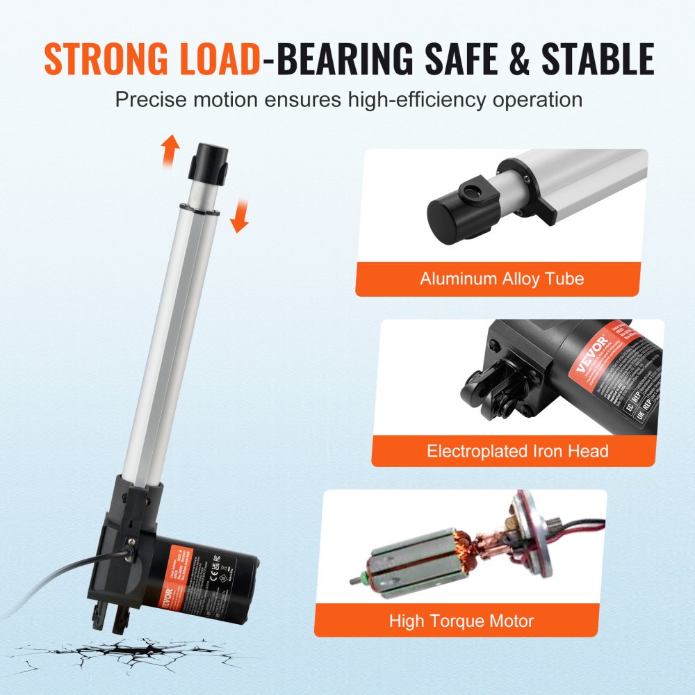 OK628-6000N - Heavy-Duty 12V Linear Actuator, 1320lbs Torque Capacity