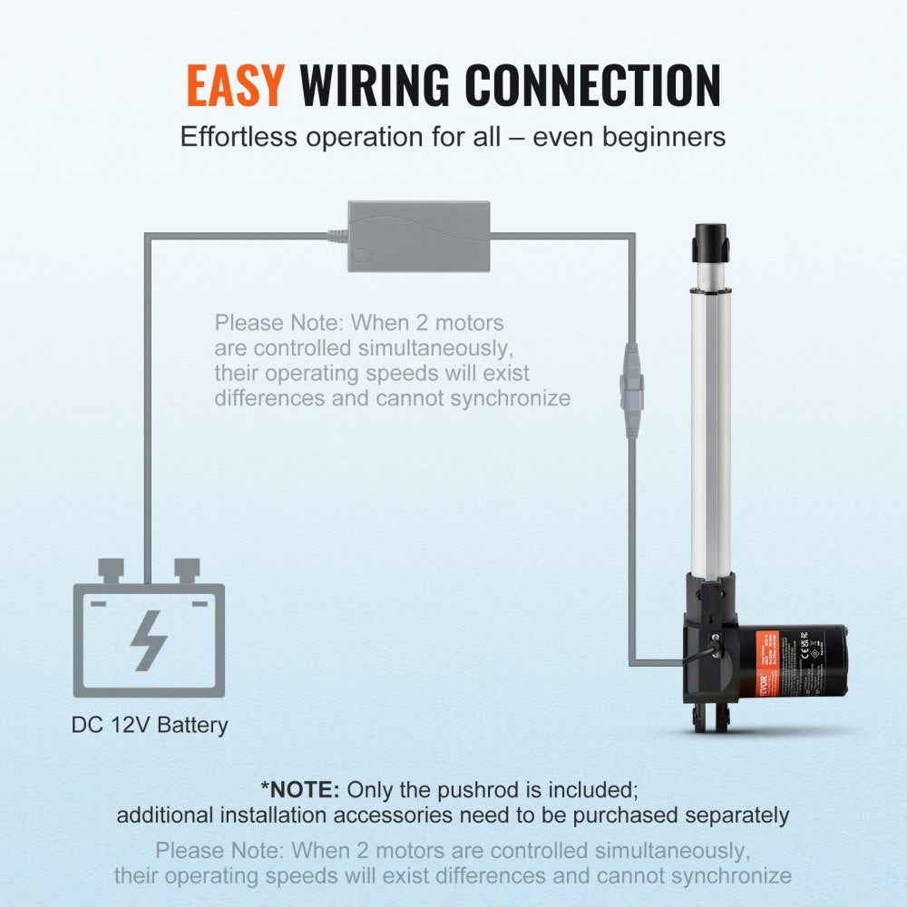 OK628-6000N - Heavy-Duty 12V Linear Actuator, 1320lbs Torque Capacity