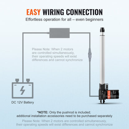 OK628-6000N - 12V Heavy-Duty Linear Actuator, 1320lbs Force for Lifting
