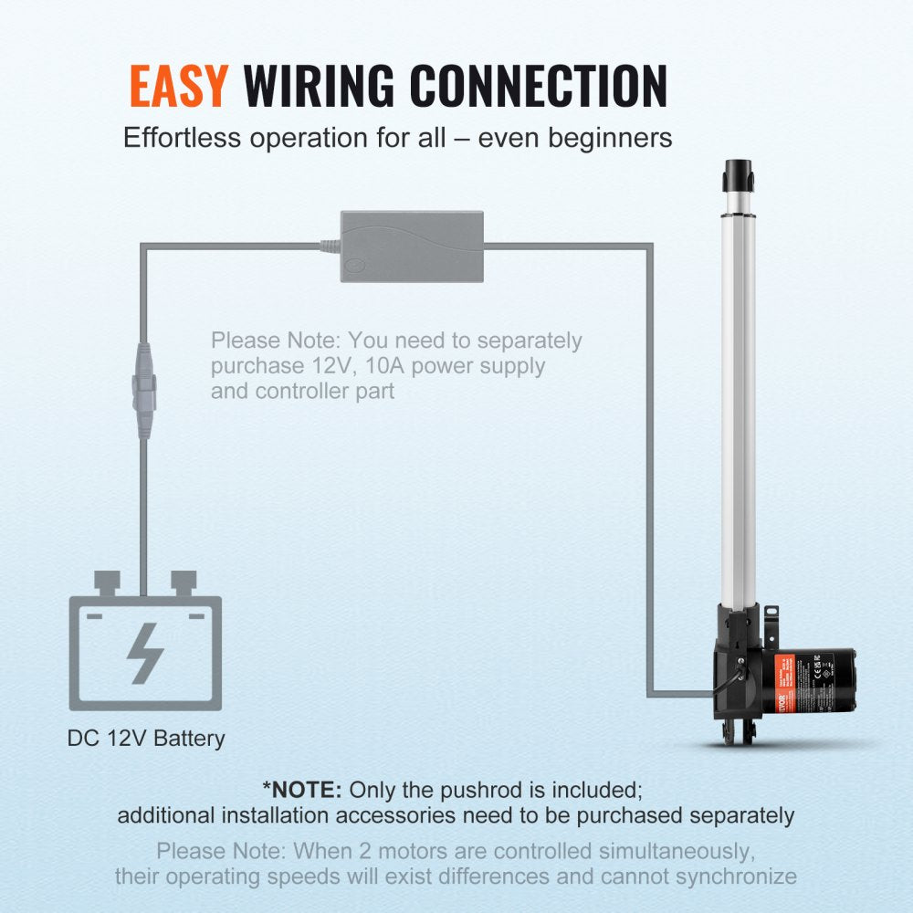 OK628-6000N - 16-Inch Heavy-Duty 12V Linear Actuator with 1320lbs Capacity