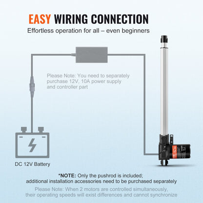 OK628-6000N - 16-Inch Heavy-Duty 12V Linear Actuator with 1320lbs Capacity