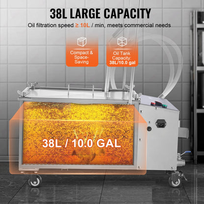 LYC-38L - 38L VEVOR Mobile Fryer Filter for Clean Cooking Oil