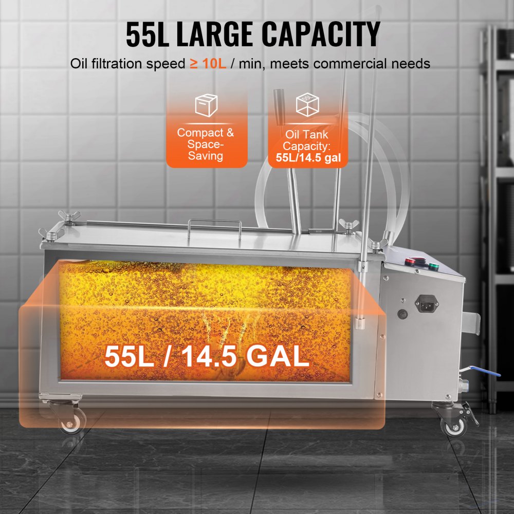 LYC-55L - Compact Mobile Fryer Filter with 10L/min Filtration Speed