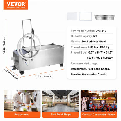 LYC-55L - Compact Mobile Fryer Filter with 10L/min Filtration Speed