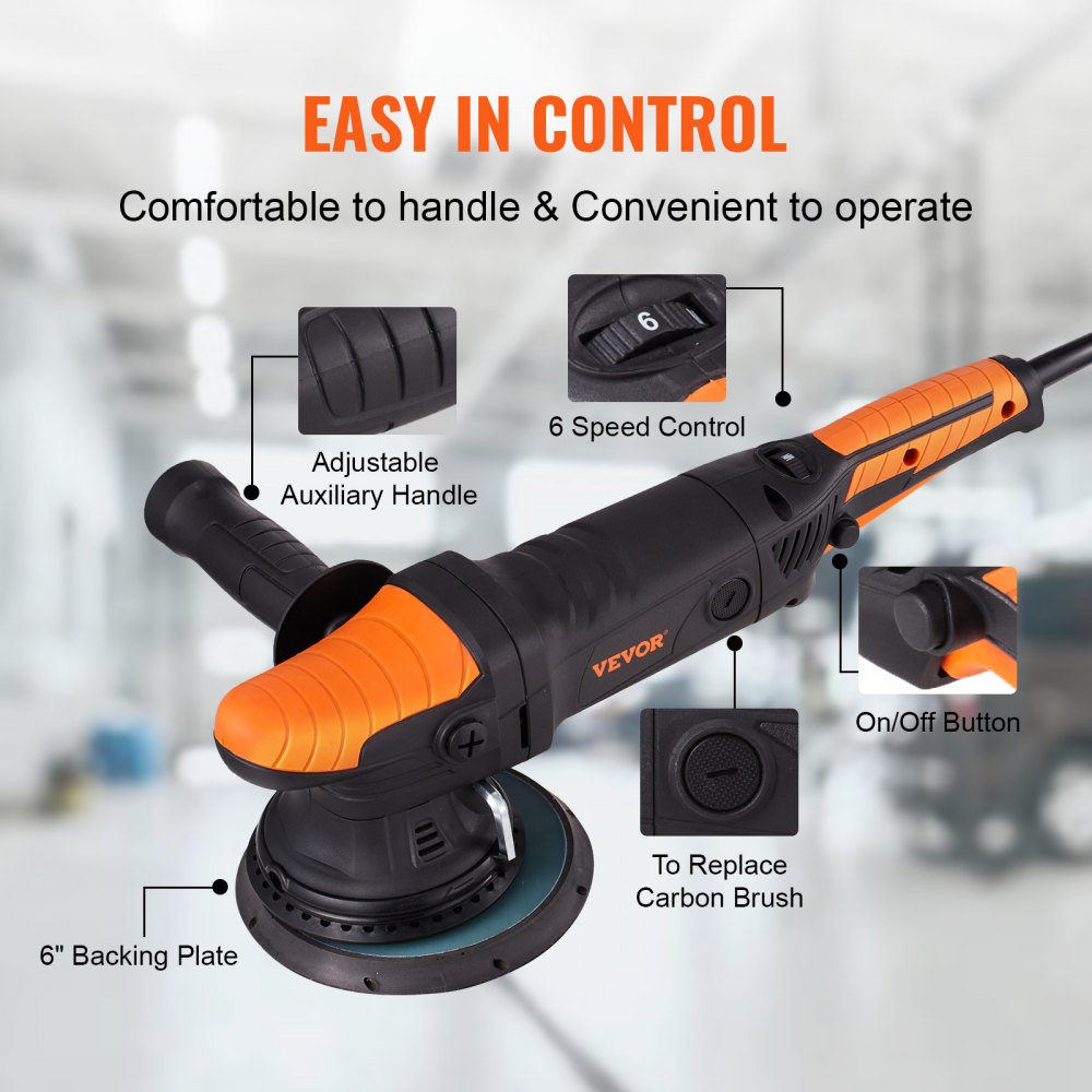 010409364137 - Versatile 6-Inch Polisher with Speed Control for Car Detailing
