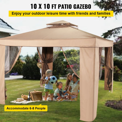 010897530908 - 10x10 ft Waterproof Gazebo Canopy with Netting and Steel Frame