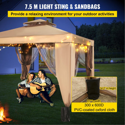 010897530908 - 10x10 ft Waterproof Gazebo Canopy with Netting and Steel Frame