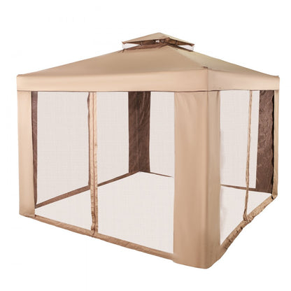 010897530908 - 10x10 ft Waterproof Gazebo Canopy with Netting and Steel Frame