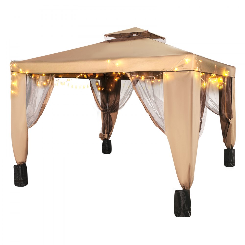 010897530908 - 10x10 ft Waterproof Gazebo Canopy with Netting and Steel Frame