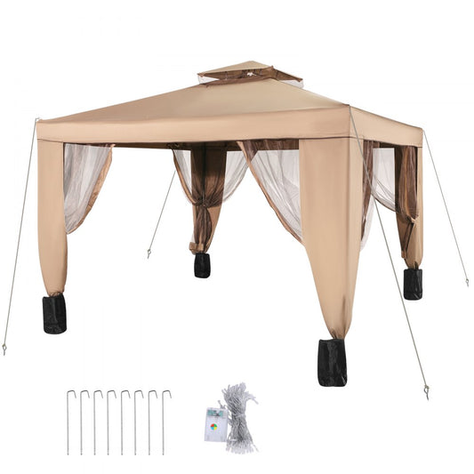 010897530908 - 10x10 ft Waterproof Gazebo Canopy with Netting and Steel Frame