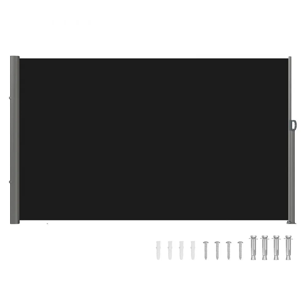 H030-1 - 63"x118" Black Aluminum Retractable Awning for Privacy & Shade