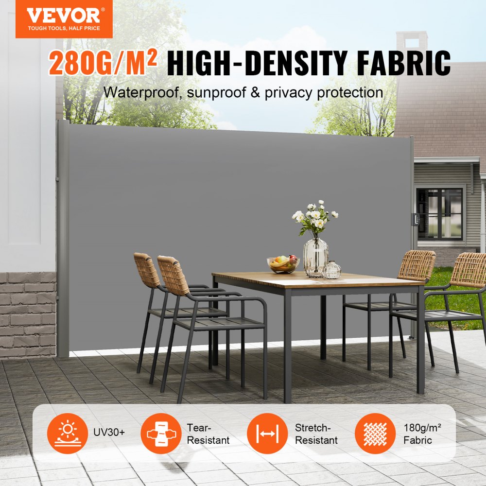 H030-1 - 63"x118" Rust-Proof Retractable Awning for Outdoor Privacy