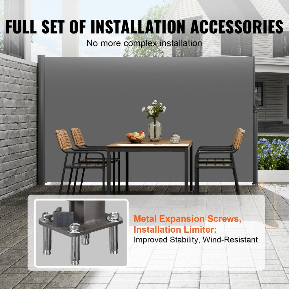 H030-1 - 63"x118" Rust-Proof Retractable Awning for Outdoor Privacy