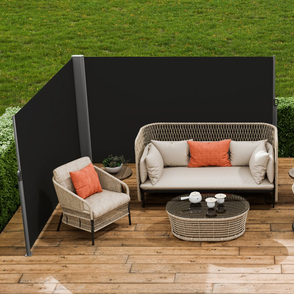 H033-2 - Black Retractable Awning 236" for Flexible Outdoor Privacy