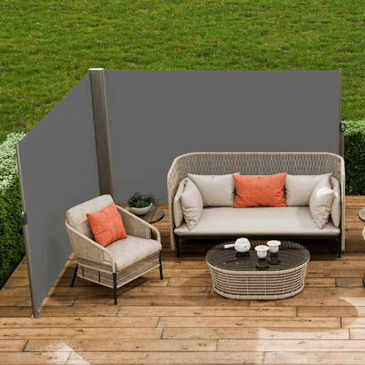 H033-2 - Retractable 63"x236" Aluminum Awning for Outdoor Privacy & Shade