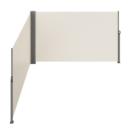 H033-2 - Beige Retractable Privacy Awning 63" x 236" for Outdoor Spaces