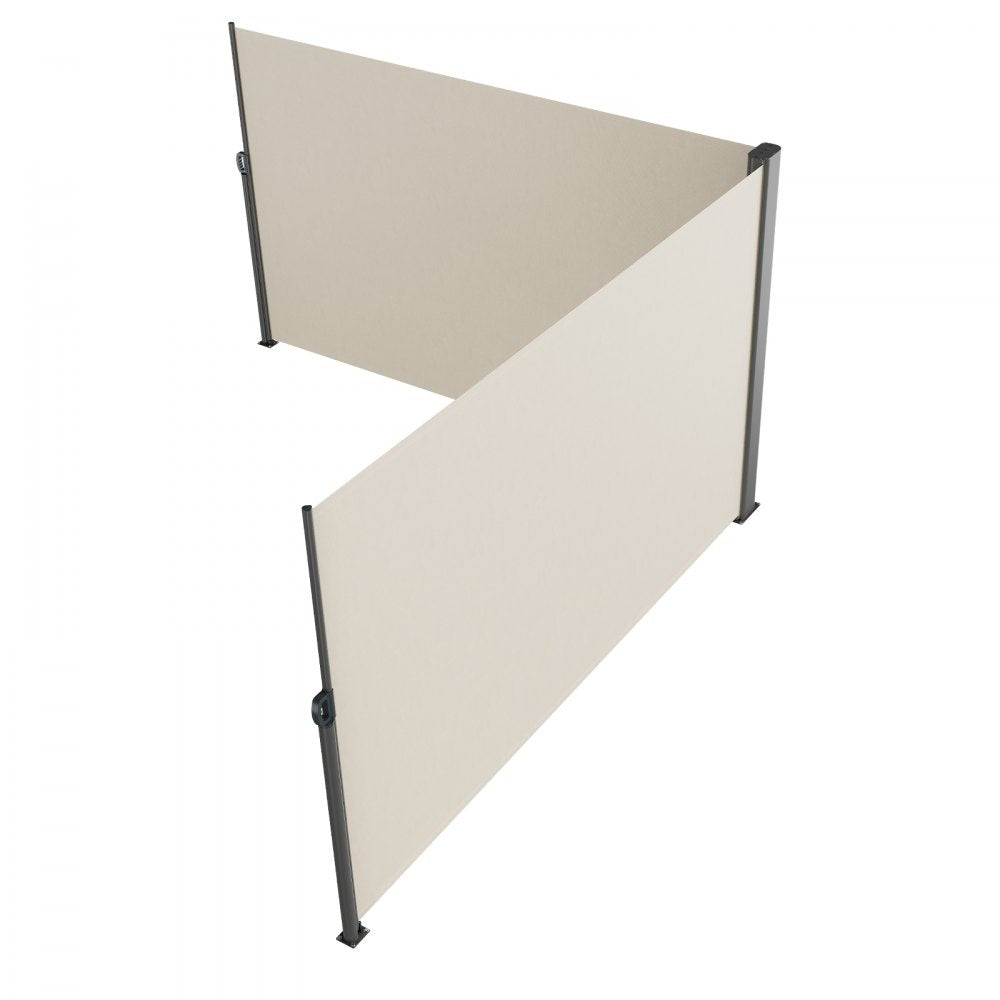H033-2 - Beige Retractable Privacy Awning 63" x 236" for Outdoor Spaces