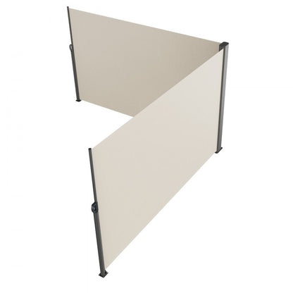 H033-2 - Beige Retractable Privacy Awning 63" x 236" for Outdoor Spaces