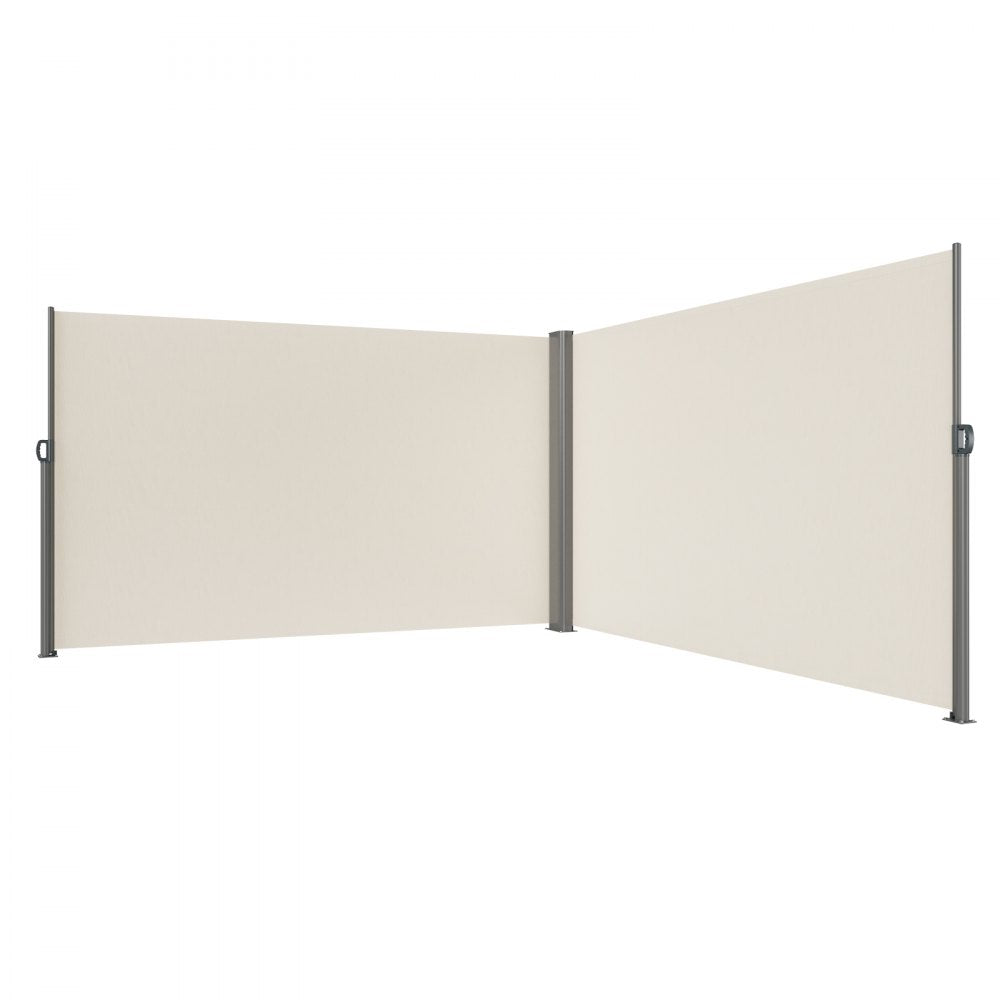 H033-2 - Beige Retractable Privacy Awning 63" x 236" for Outdoor Spaces