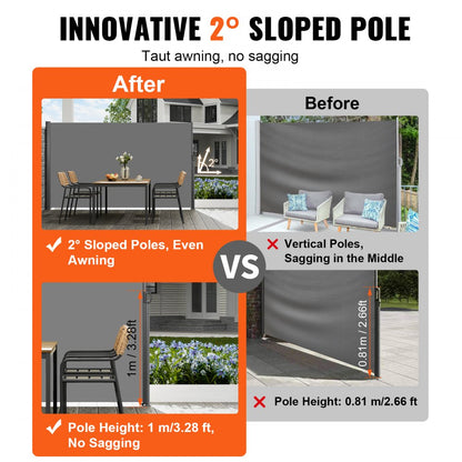 H030-1 - 71''x118'' Retractable Aluminum Awning for Outdoor Privacy & Comfort