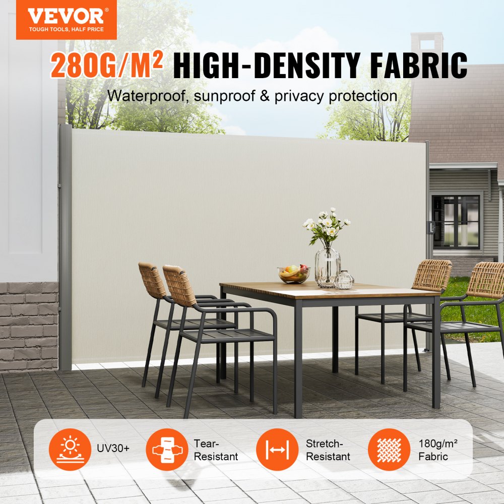 H030-1 - Stylish Beige Retractable Awning with Rust-Proof Aluminum Frame