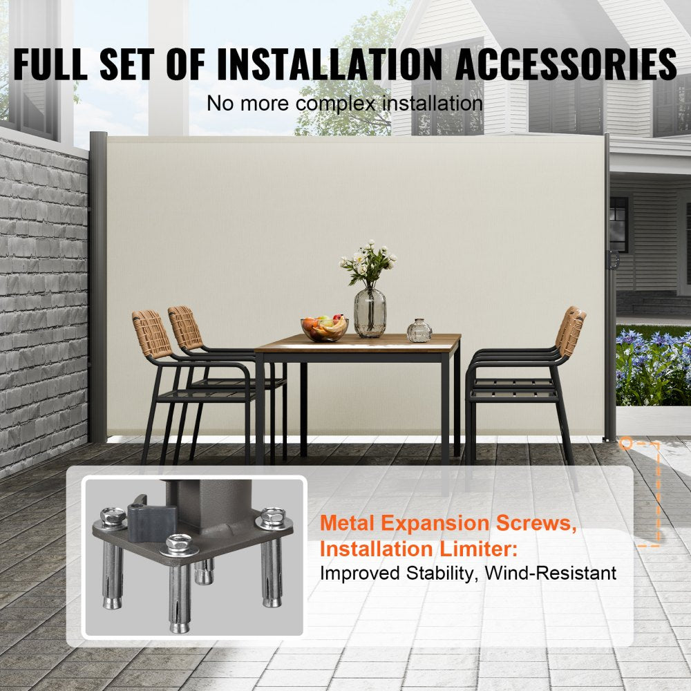 H030-1 - Stylish Beige Retractable Awning with Rust-Proof Aluminum Frame