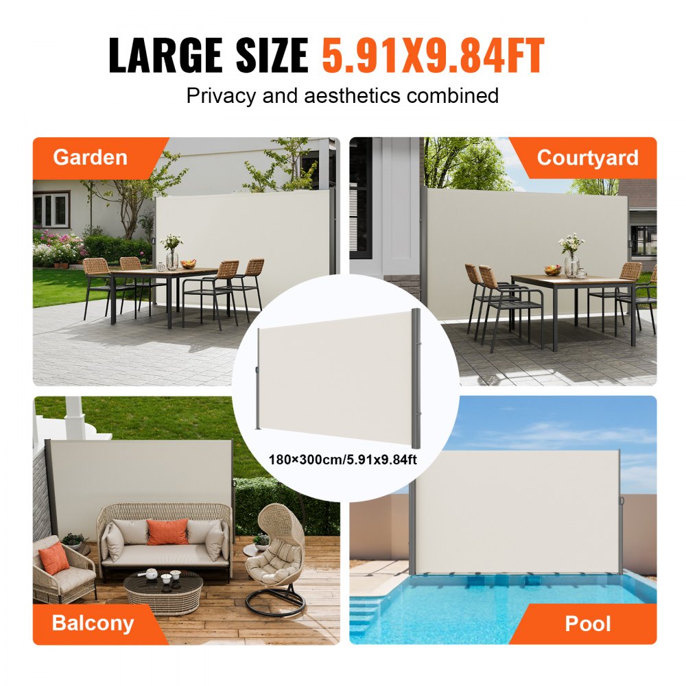 H030-1 - Stylish Beige Retractable Awning with Rust-Proof Aluminum Frame