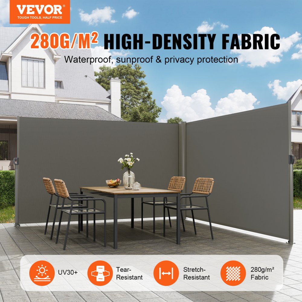 H033-2 - VEVOR 71"x236" Retractable Privacy Awning with UV Protection