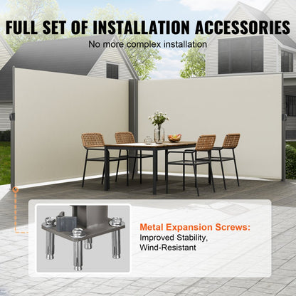 H033-2 - 71"x236" Rust-Proof Retractable Awning for Patio Privacy