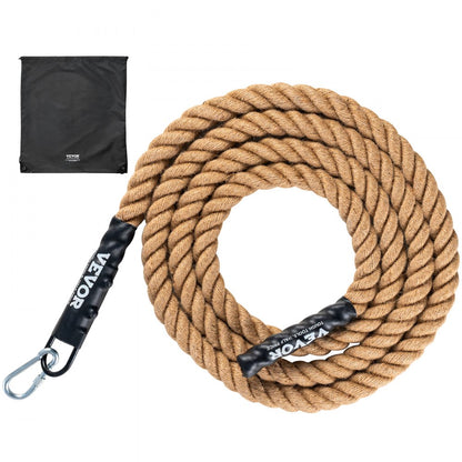 GL1.5-15FT - 1.5" x 15ft Jute Climbing Rope with Metal Hook