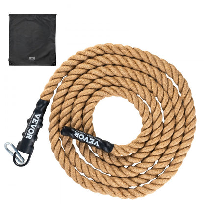 GL1.5-30FT - Heavy-Duty 30ft Jute Climbing Rope with Metal Hooks