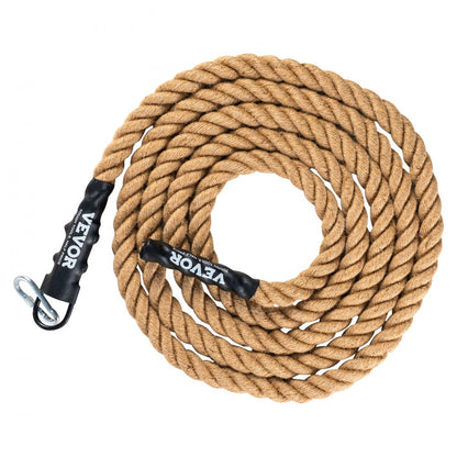 GL1.5-30FT - Heavy-Duty 30ft Jute Climbing Rope with Metal Hooks