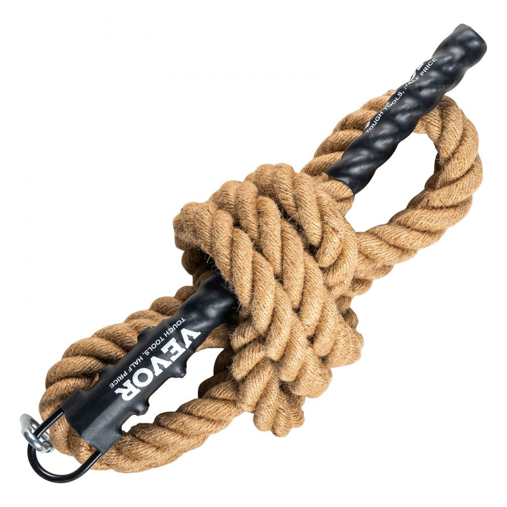 GL1.5-30FT - Heavy-Duty 30ft Jute Climbing Rope with Metal Hooks