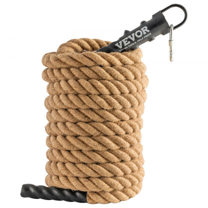 GL1.5-30FT - Heavy-Duty 30ft Jute Climbing Rope with Metal Hooks
