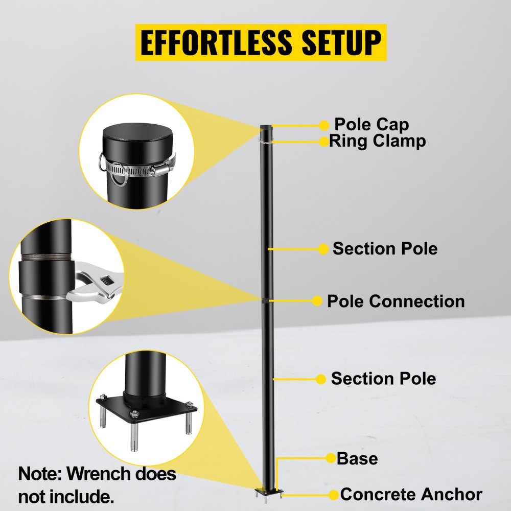 ZYPZCG-8 - Adjustable 85" Steel Shade Sail Post with Clamp
