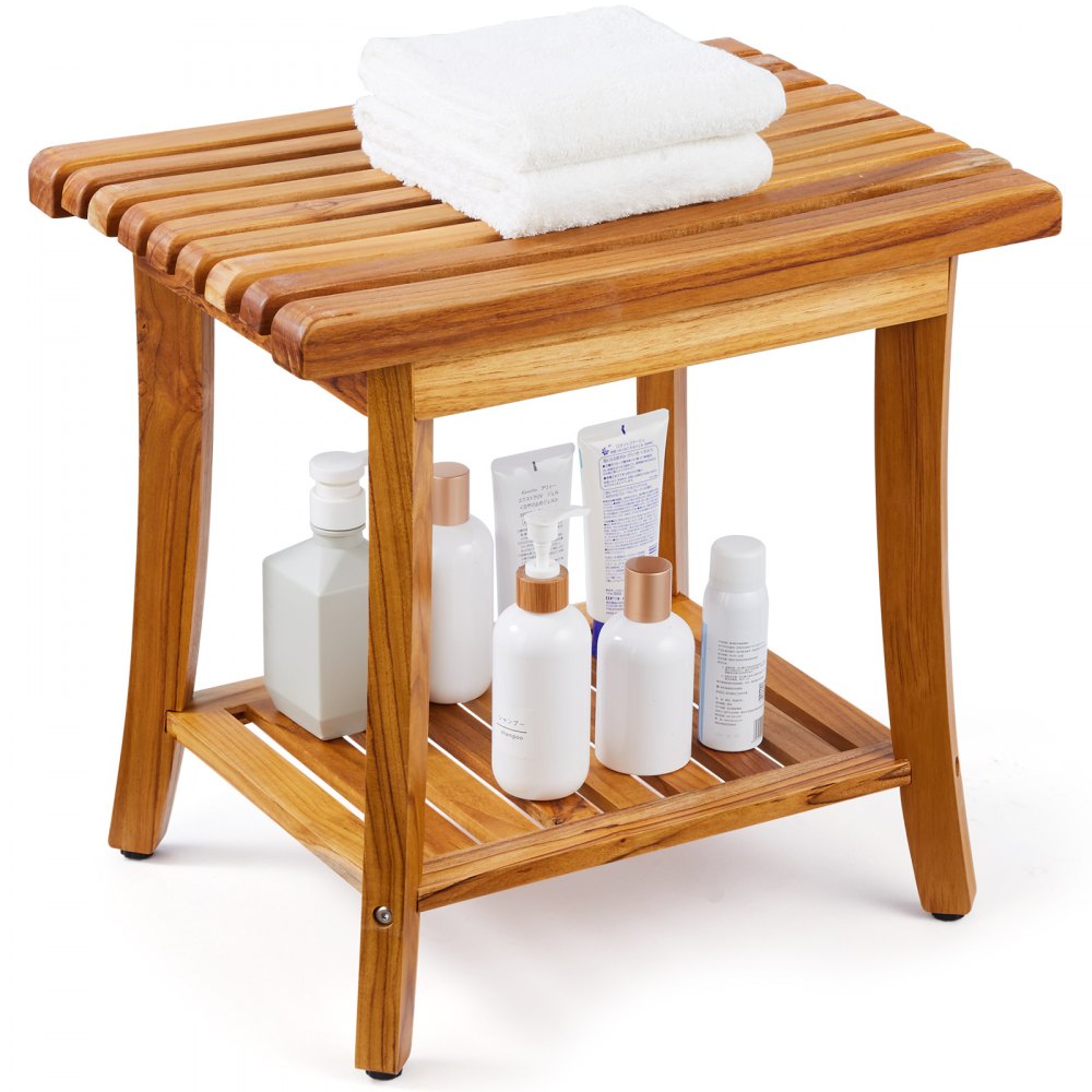 B3500 - Heavy-Duty 20" Teak Shower Bench, 400 lbs Capacity