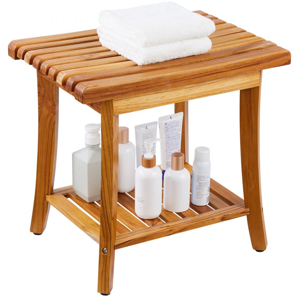 B3500 - Heavy-Duty 20" Teak Shower Bench, 400 lbs Capacity