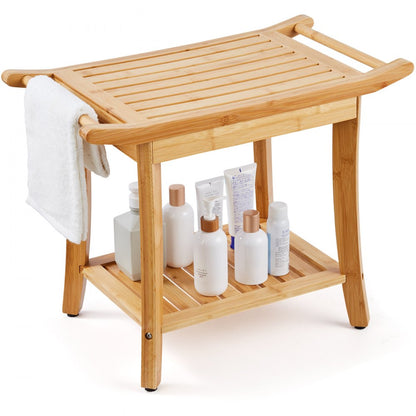 B3501 - Waterproof Bamboo Shower Bench, 24x13.8x18.9 in, 300 lbs Capacity