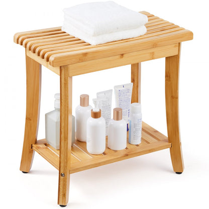 B3502 - Waterproof Bamboo Shower Bench 19.1" x 11.3" for Stable Seating
