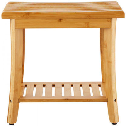B3502 - Waterproof Bamboo Shower Bench 19.1" x 11.3" for Stable Seating